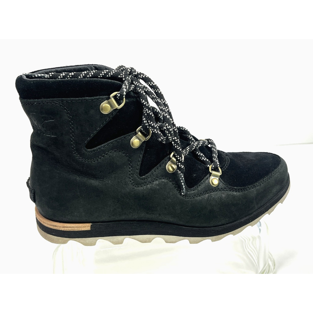 Sorel Boots Ankle Lug Boots‎ Hiking Black Size 8 Suede Sneakchic Water Proof